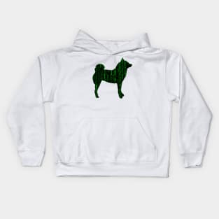 Lilly the Shiba Inu Silhouette - Matrix on White Kids Hoodie